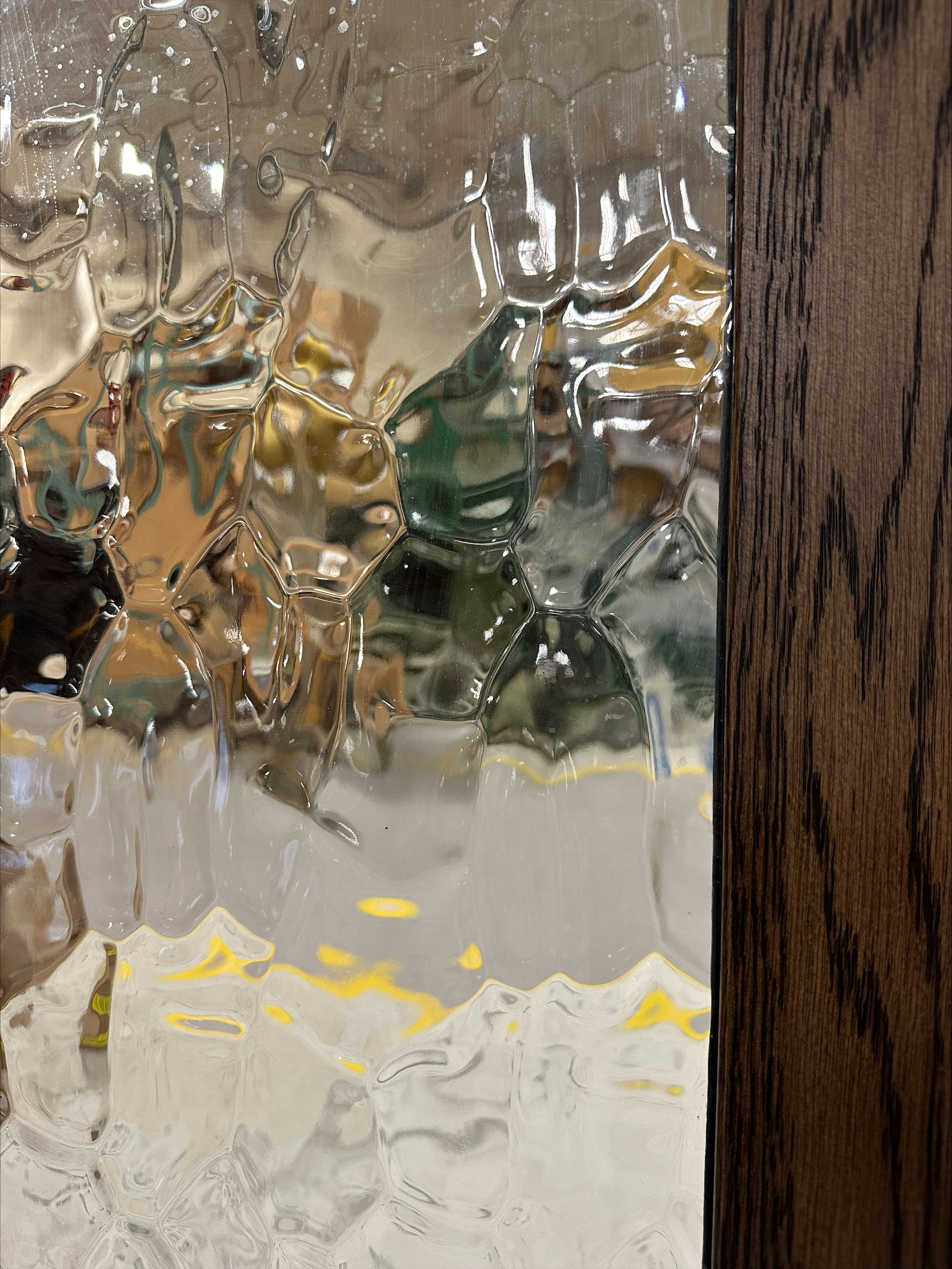 Eik skyvedør dør med Old Flemish glass